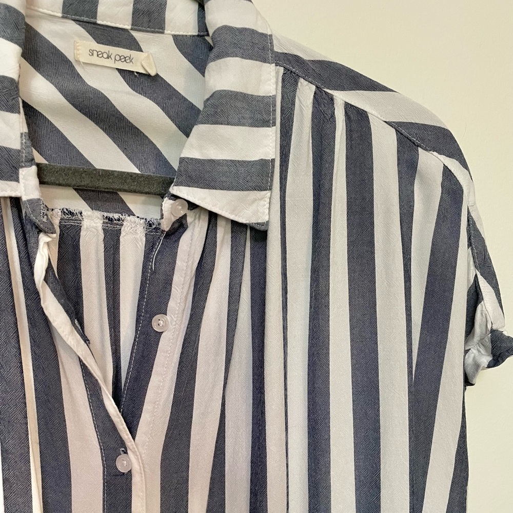 Sneak Peek Oversized Striped Button Down Top - Picture 6 of 8